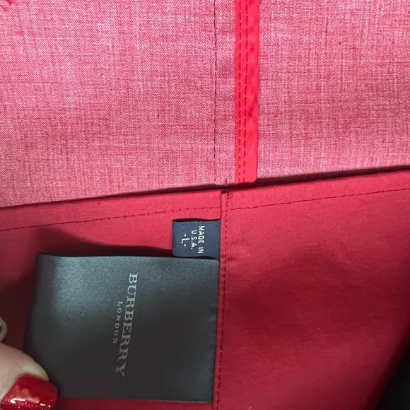 Vintage BURBERRY Coat in Red with Nova Check Liner USA large - Picture 10 of 10